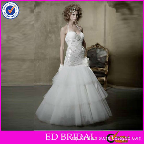 EW78 Sexy Halter Strap Lace Bodice Vintage Western Wedding Dresses
